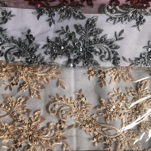 Easily Customizable Luxury 3D Beaded Embroidery Lace Fabric New Design Lace for Party Dance Dress Women's Dress