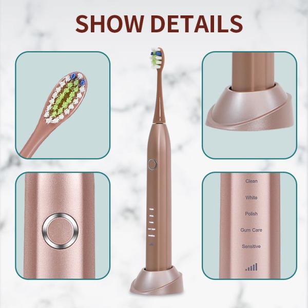 IPX7 Waterproof Smart Electric Toothbrush Rechargeable With 18650 Lithium Battery