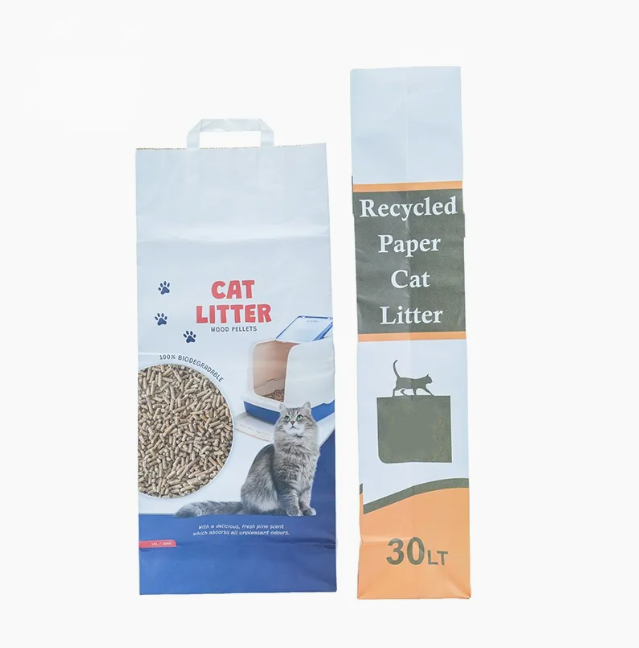 Stackable Paper Biodegradable Cat Litter Bags Customized Logo Recyclable Eco-Friendly Packaging For Easy Storage