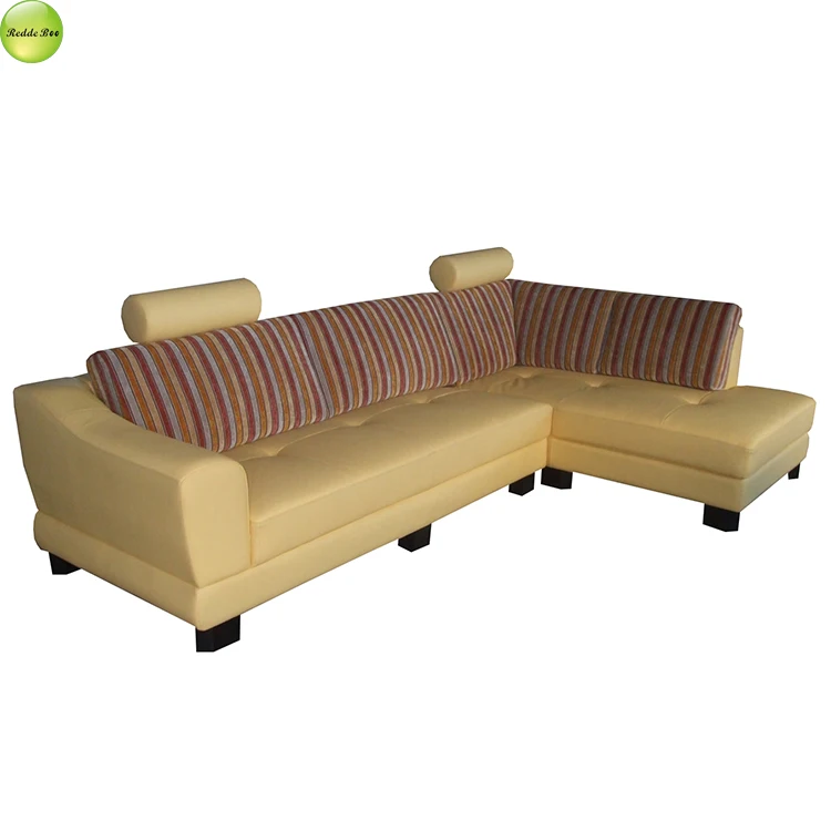 Redde Boo Adjustable Tufted Striped L Shaped Sectional Sofa Couch 8ft Left Facing