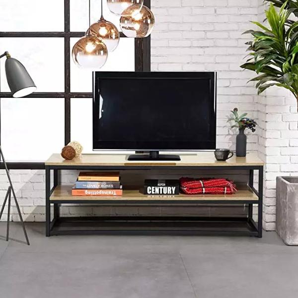2 Shelves Metal Frame Living Room Furniture 120x40x42cm With Storage