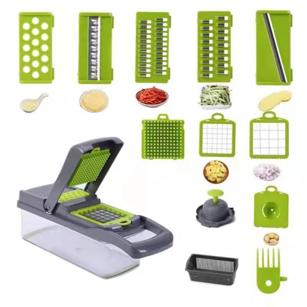 Metal Vegetable Chopper Onion Cutter Multifunctional Slicer Grater With Colander Basket