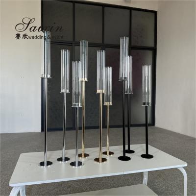 Metal ouro porta-velas de casamento peças centrais porta-velas alto taper 90cm