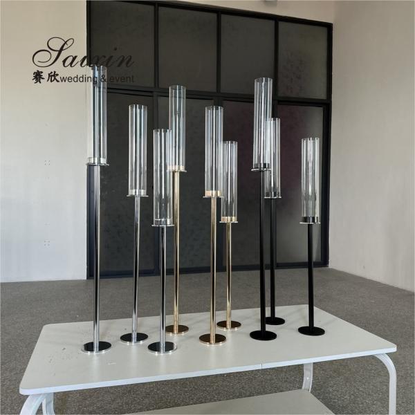 Metal ouro porta-velas de casamento peças centrais porta-velas alto taper 90cm