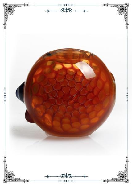 Glass Heavy Inside Out Amber with Aqua Eye Hand Smoking Tobacco Spoon Pipe