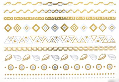 high quality metallic tattoo. Silver foil tattoo, Jewelry temporary tattoo,
