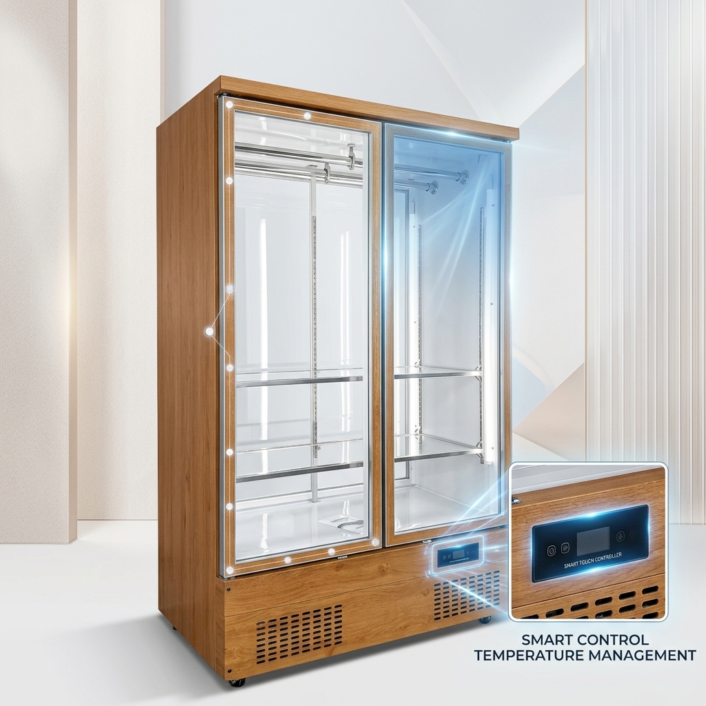 Double Temperature Meat Hanging Fridge 500L Fresh Meat Showcase Mobile