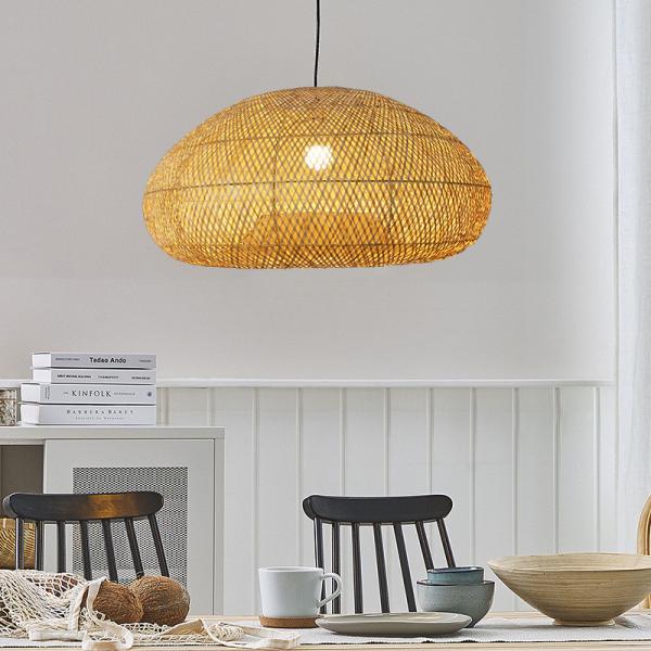 Decorative Bamboo Rattan Chandelier Round Shape For Living Room