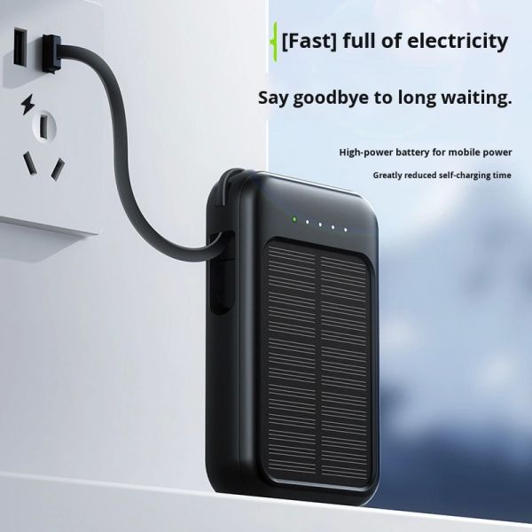 Micro USB Solar Wired Power Bank 10W Mini Compact Portable Charger Outdoor Battery