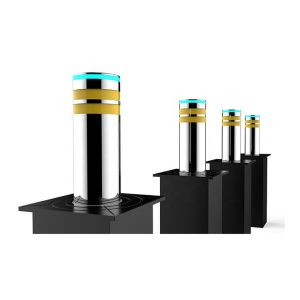 SUS304 Stainless Steel Hydraulic Rising Bollard with LED Warning Light and 8k Mirror Surface