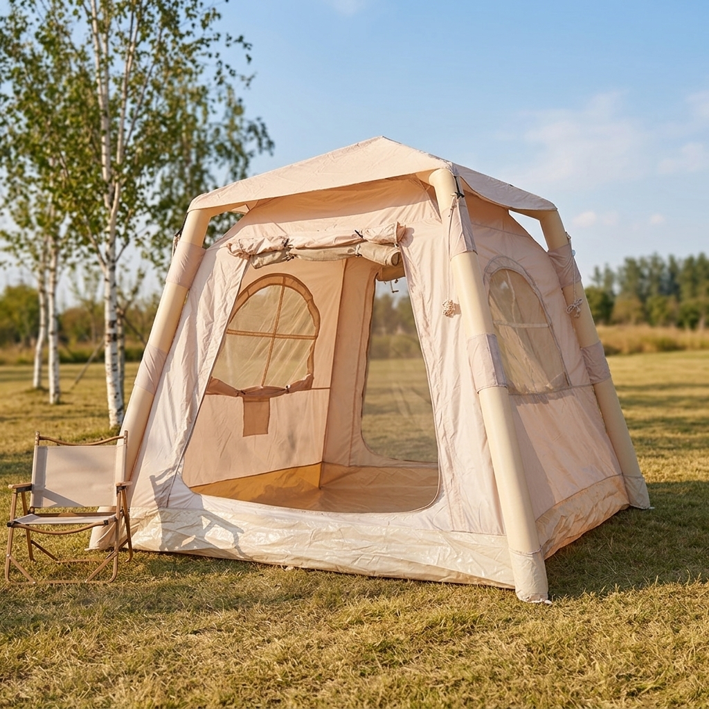 Portable Inflatable Air Tent Foldable Double Layer Rainproof Camping Shelter 4.6 Sq m No Setup Outdoor Overnight Tent