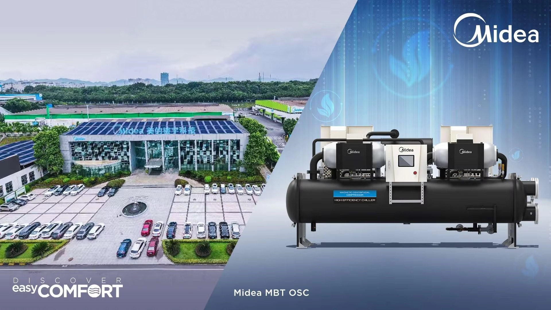 Water Cooled Screw Chiller Supplier Midea 330 1990 kW COP 5.5 AHRI 550 590 Semi Hermetic Screw Water Chiller SKF Bearing Design for 50000 Hour Service Life
