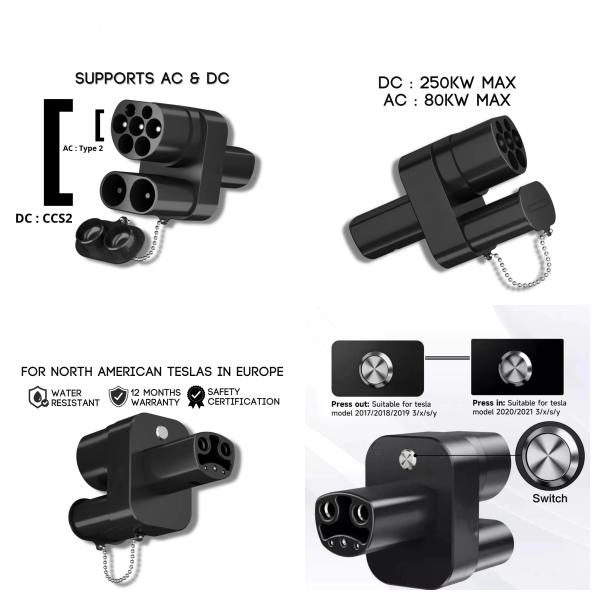 CCS2 к Tesla EV адаптер 250A зарядный адаптер зарядные станции для Tesla Model 3 / S / X / Y быстрая зарядка