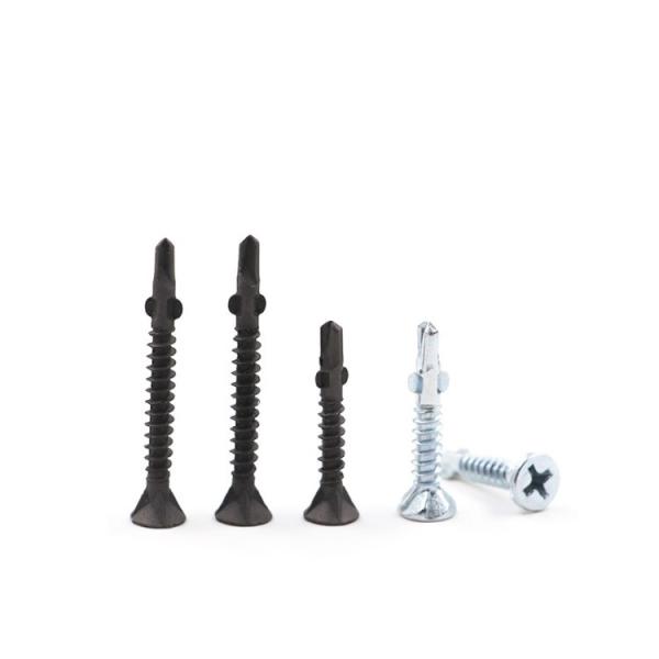 ISO9001 2015 Certified Black/Blue Zinc Plated Carbon Steel Self-Drilling Screw with Wing Cross Flat CSK Head