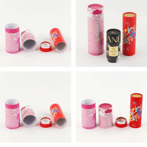 Bâton déodorant rotatif pour rouge à lèvres de type poussoir, tube en papier kraft brun carton, boîte d'emballage, impression personnalisée.