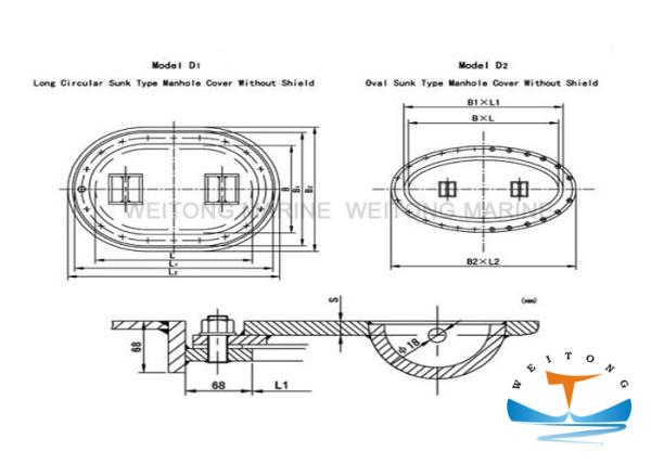 C Type Marine Hatch Cover Embedded Manhole Cover CB/T 19-2001 Standard