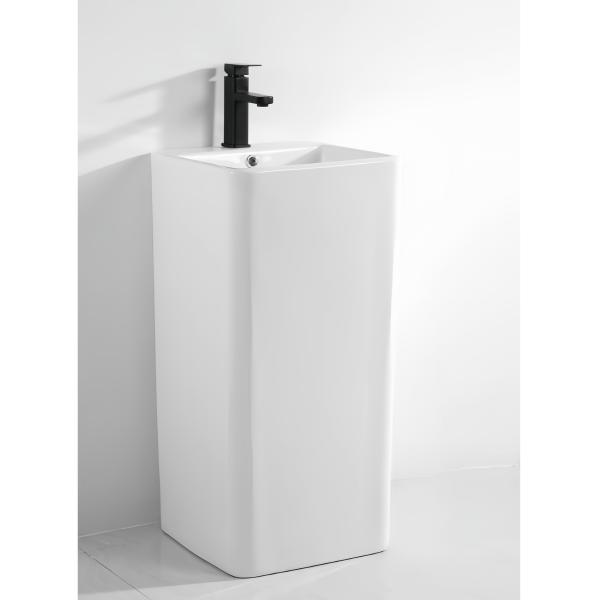 Modern Rectangular Ceramic Pedestal Wash Basin for Home Hotel and Restaurant Bathroom