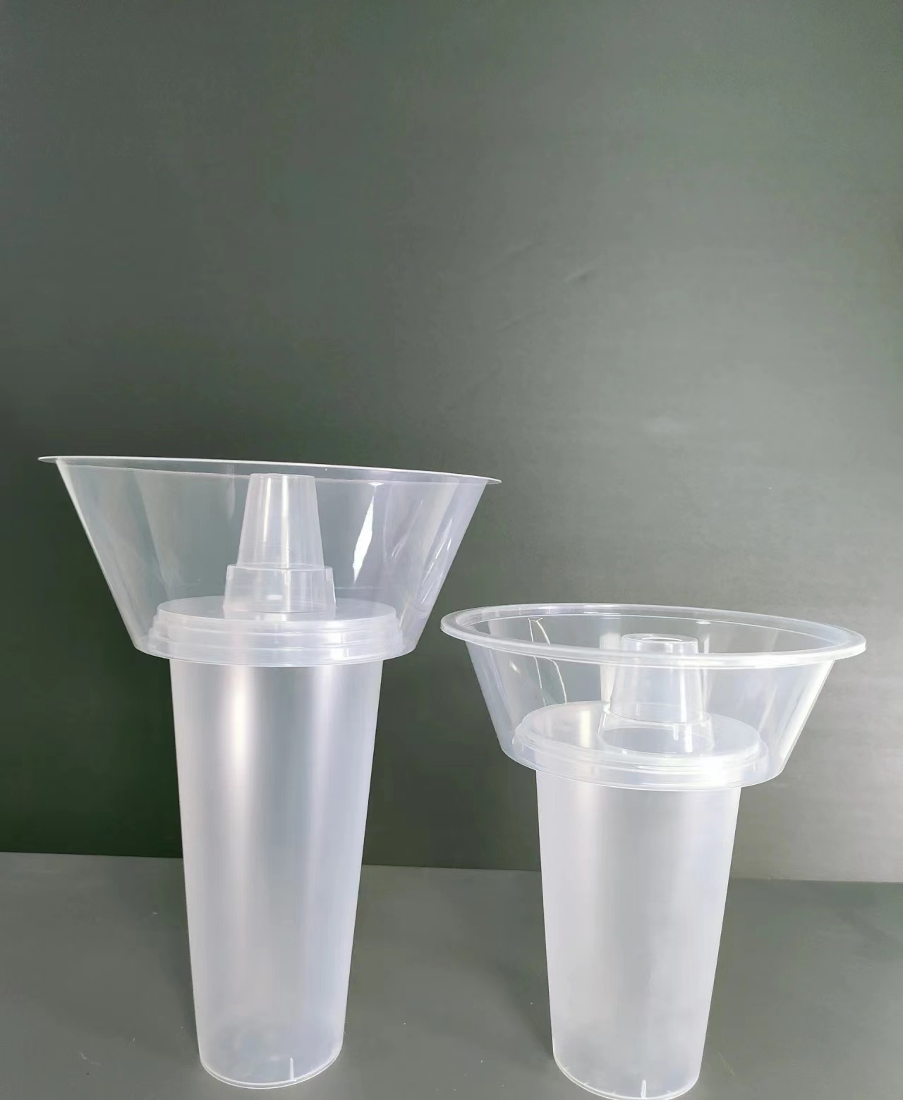 ODM Plastic Milk Tea Cup with Snack Tray on Top