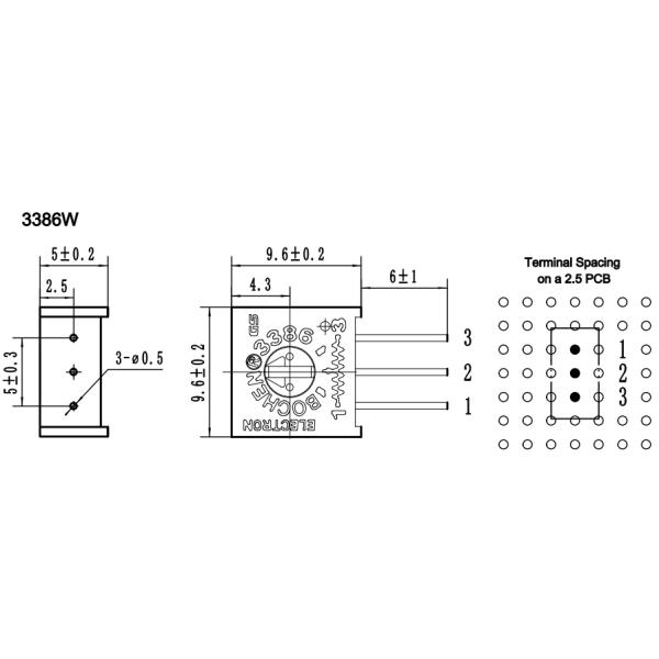 3386W SMD Multi Turn Trimmer Potentiometer 10k Through Hole Mounting