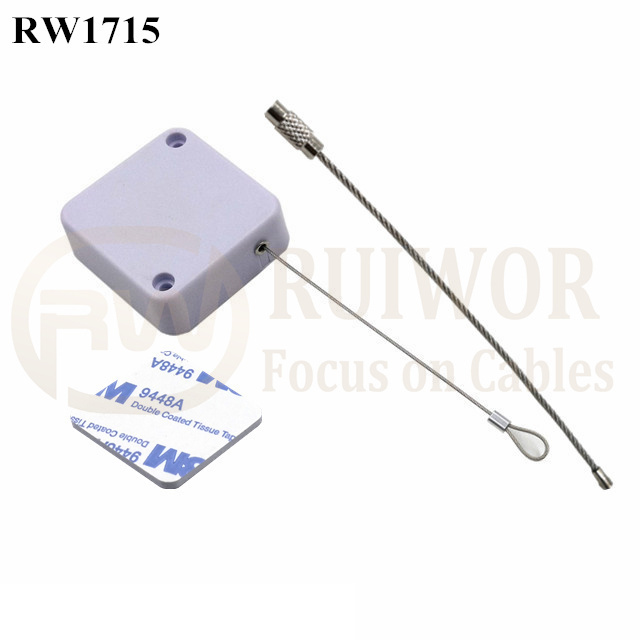 RW1715 Square Security Tether Plus Size Customizable Wire Rope Ring Catch