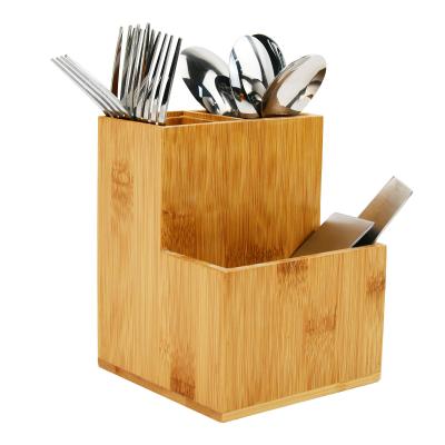 Banho de madeira Kitchen Organizer utensílios de cozinha conjunto com porta papelada