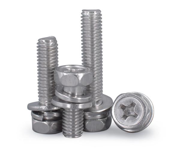 Stainless Steel Cross Recessed Hexagon Bolt With Lock Washer And Plain Washer Assemblies Hexagon Bolt