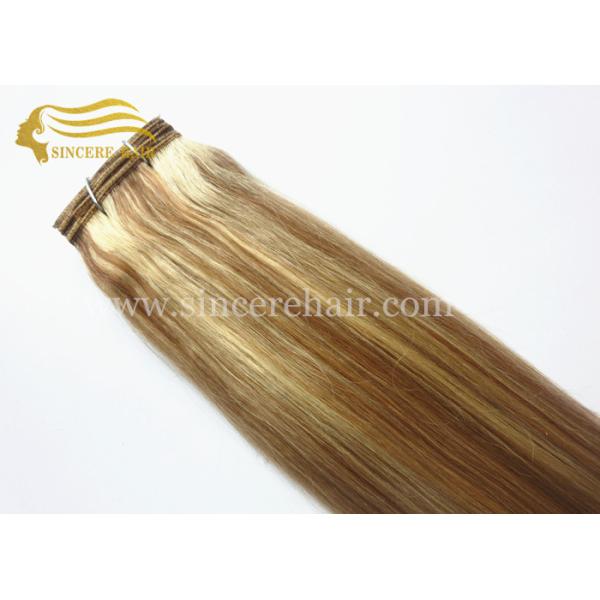 55 CM Piano Straight Hair Extensions Weft - 22 Silk Straight Piano Color Remy Human Hair Weft Extension For Sale