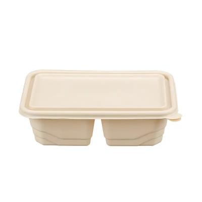 2 caixas com tampa de amido de milho caixa de almoço caixa de embalagem de fast food descartável