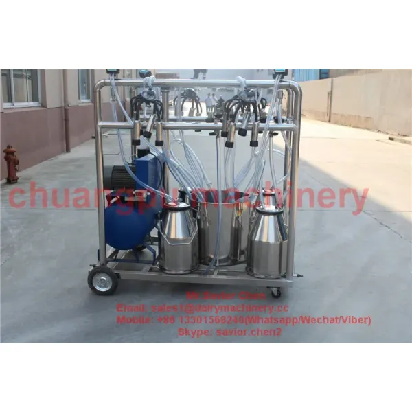 4 Buckets Mobile Milking Machine with 25L Stainless Bucket and 2.2kw Power for Cow Sheep Goat Farm