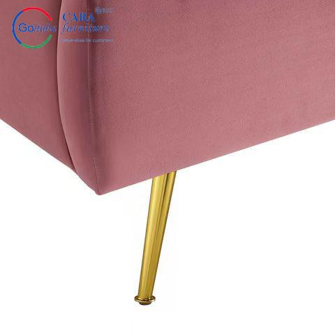12287 Hot Selling Pink Fabric Wood Frame Metal Leg Bed Luxury Queen Size Bed Frames