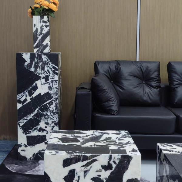 French Black Marble Coffee Table Long Lifespan For Indoors Decoration