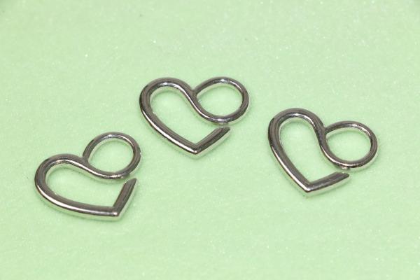 20mm Decorative Clothing Buttons Heart Shaped Bright Silver Multiapplication