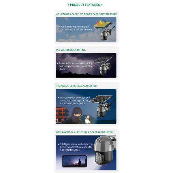 OEM ODM Low Power Solar Energy Power Battery Wireless Alert PTZ Micro 5mp Security CCTV Camera With Solar 4G Sim Wireless