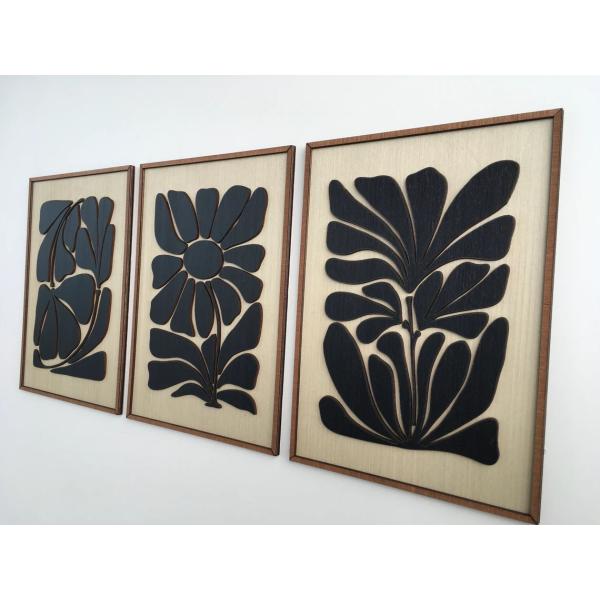 Home Appliance Mid Century Modern Wall Art for Boho Room Leafy Art in Minimal Black and White