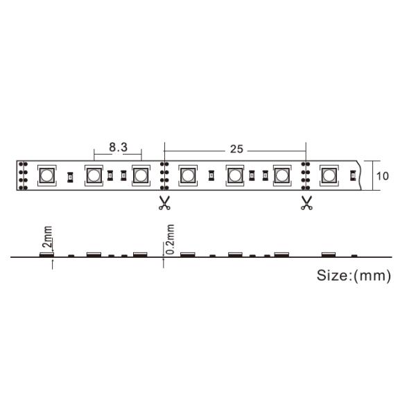 5050 120led/m single line 10mm 28.8w/m 24V Smd LED Strip Lights UL CE RoHS 5 years warranty