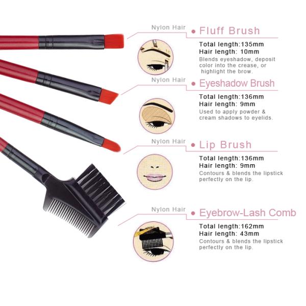 Wooden Handle Red Beauty Professional Cosmetic Brush Set Lightweight