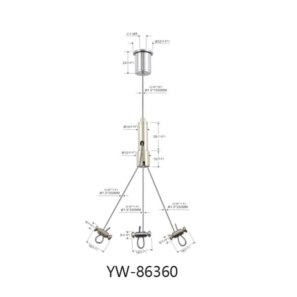 Adjustable Three Loop Maker Legs Cable Suspension Panel Lighting Kit YW86360
