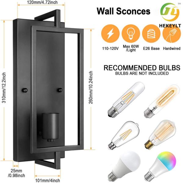 Sconce стены металла деревенский современный крытый освещая штейновую черноту