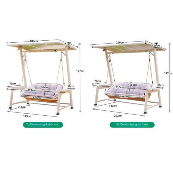 Metal Steel Frame Garden Double Swing Chair