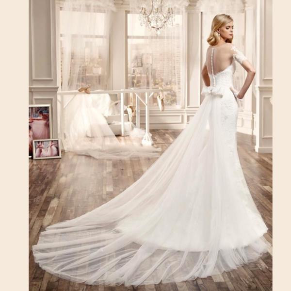 New Arrival Romantic White Mermaid Wedding Dresses Perspective Lace Slim Waist Dress