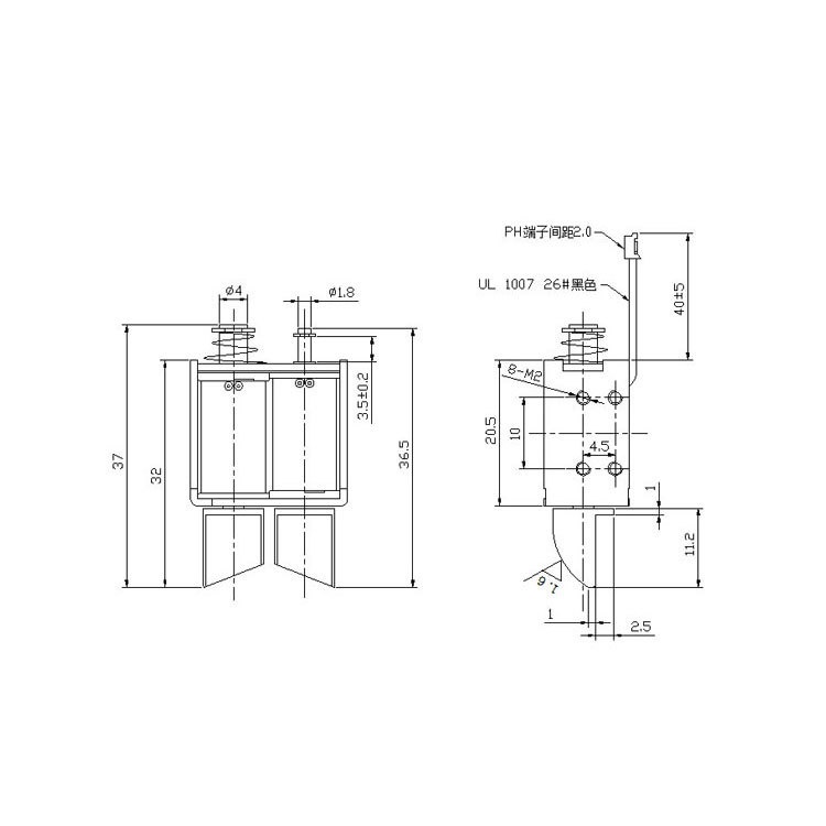 Соленоид металлического стержня U0420B-12S40-40 12V 0.5A