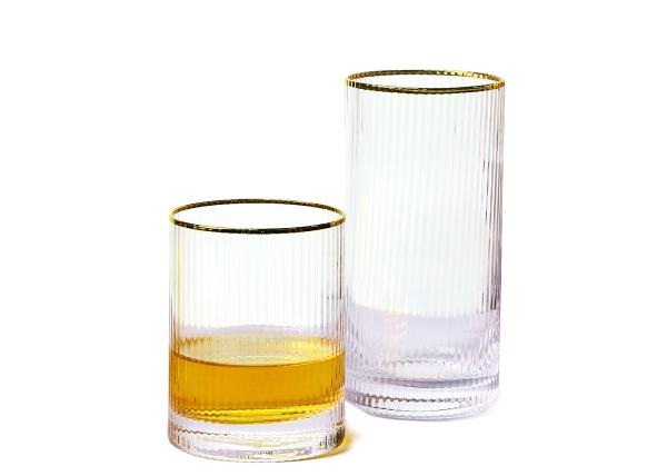 Golden Rim 155mm Lead Free Crystal Drinking Glasses , Highball 17 Oz Drinking Glasses