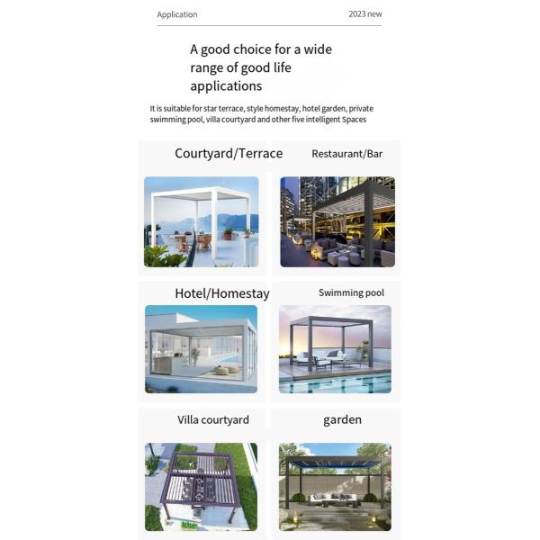 Aluminum Alloy Pavilion Four Corner Outdoor Yard Shade Flip Louver Pavilion Leisure Canopy