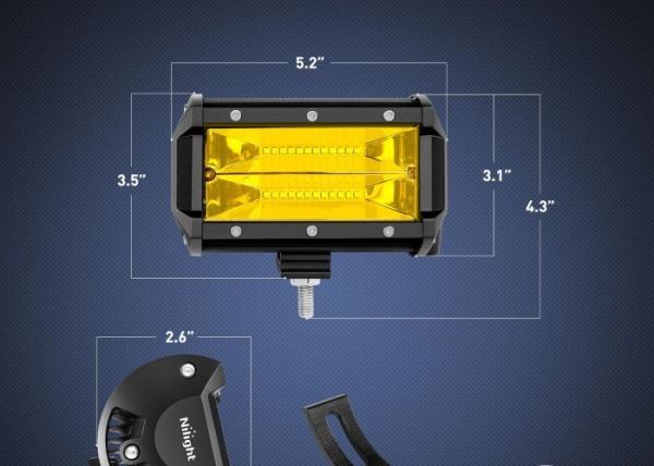 72W 5 Inch Amber LED Light Bar Spot Flood Combo Beam ISO CE Certification