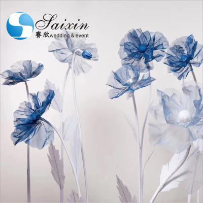 Beautiful set 3 pcs different  long stem silk passion flowers for wedding event floor decoration