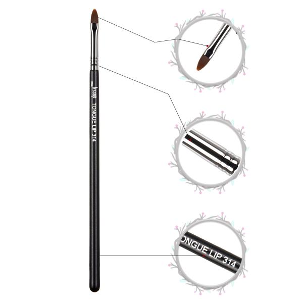 Tongue Shape Synthetic Hair Lip Brush Black Silver Makeup Tools