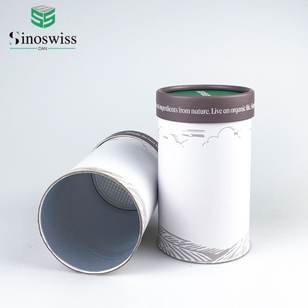 Custom Printing Powder Packaging Paper Cans Canister With Paper Lid Recyclable