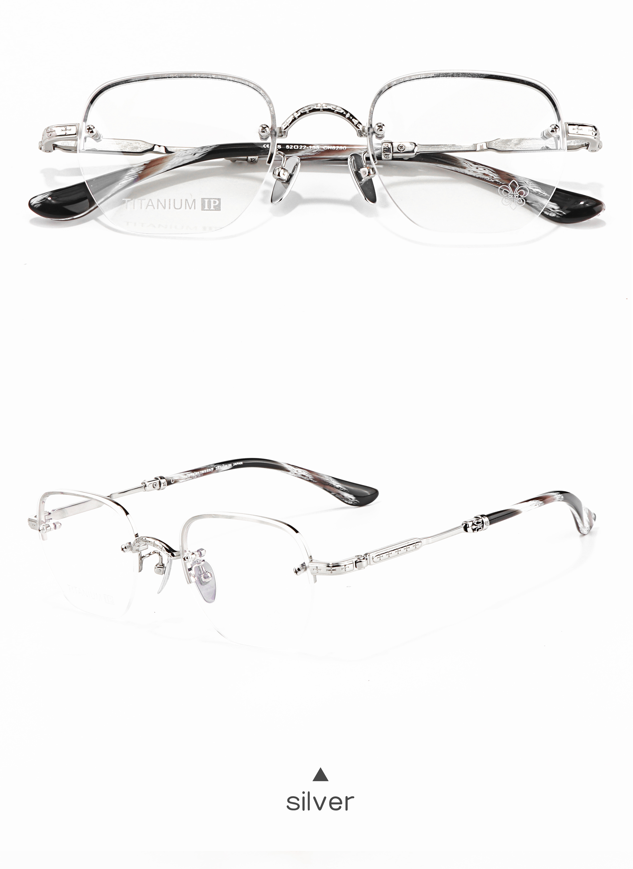 Luxury Brand Silver Black Half Frame Anti Blue Light Glasses Frame Optical Prescription Reading Reflective Men Glasses Luxury