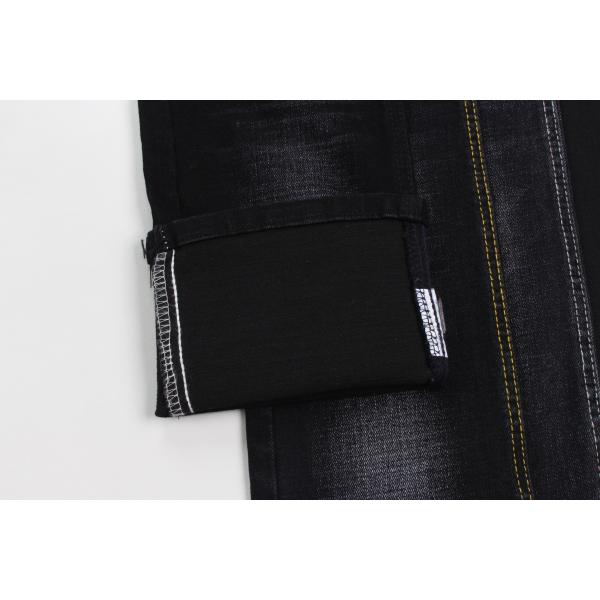 12  Oz Black And Black Backside Crosshatch Slub Denim Jeans  Fabric