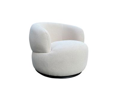 Boucle Fabric Swivel Chair High Density Foam Ivory Boucle Swivel Chair